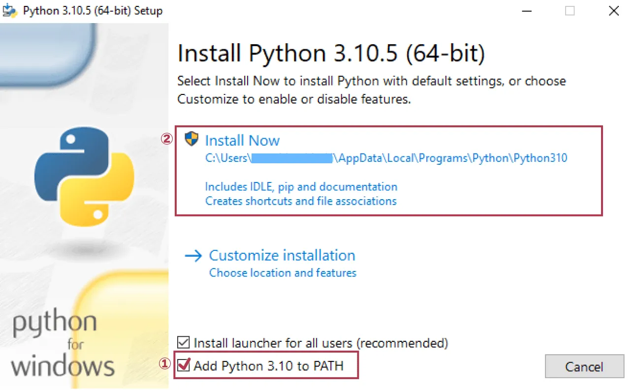 Python3インストール画面【Windows画面】