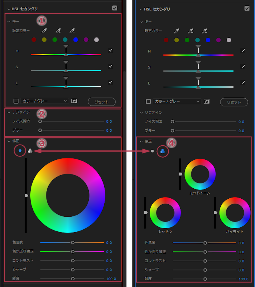 LumetriカラーパネルのHSLセカンダリツールの設定項目【Windows】